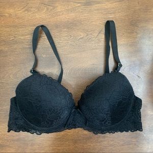 Black lace push up bra